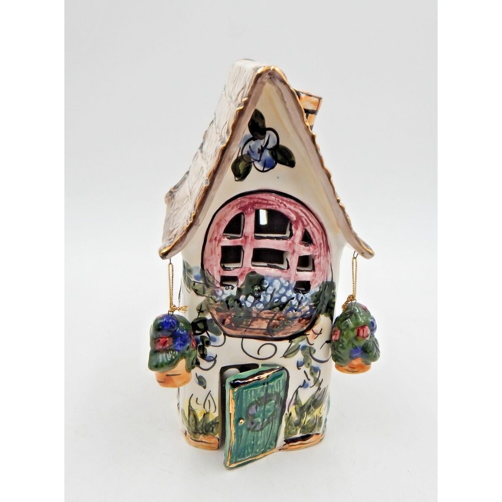 Blue Sky Clayworks English Cottage Heather Goldminc Candle House 2000 Signed 8"